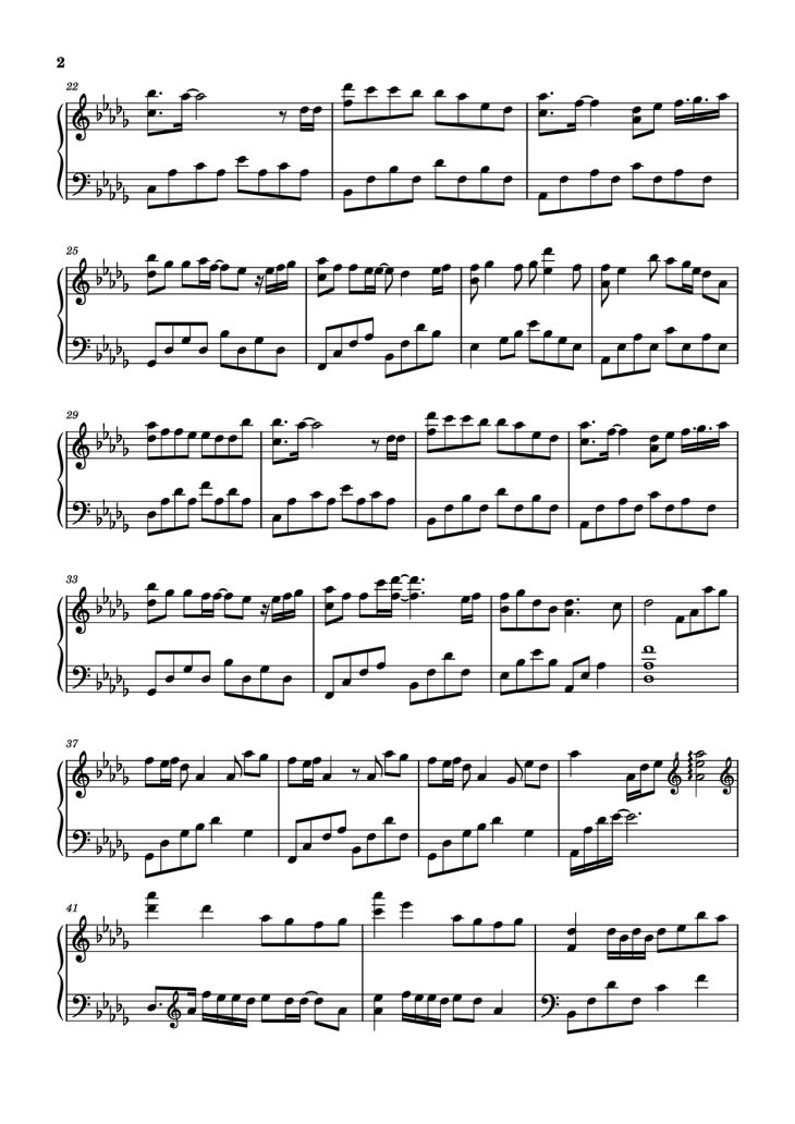 Page 2 of the piano sheet music PDF Piano – 星河皆予你 Piano (Dành tặng anh cả dải ngân hà) by 余澈