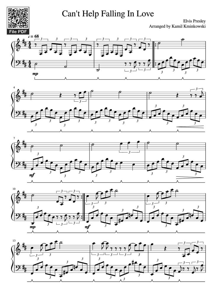Page 1 of the piano sheet music PDF Piano – Can