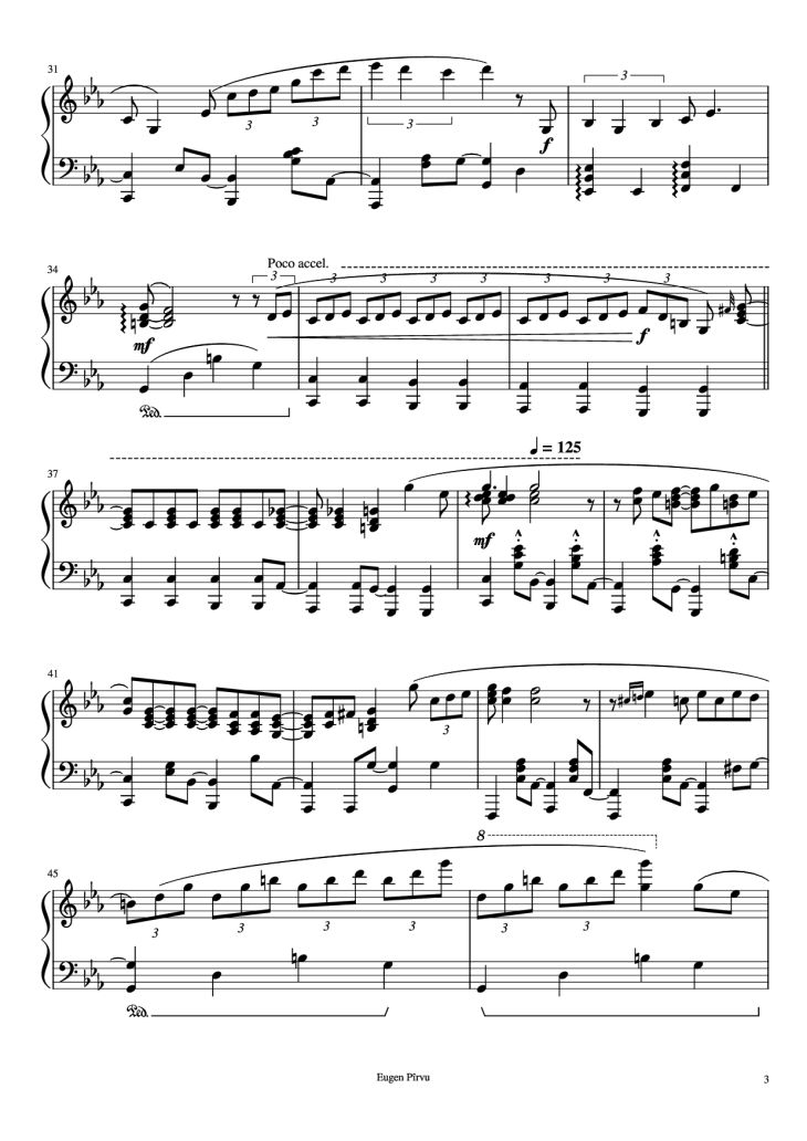 Page 3 of the piano sheet music PDF Piano – Summertime Piano by George Gershwin