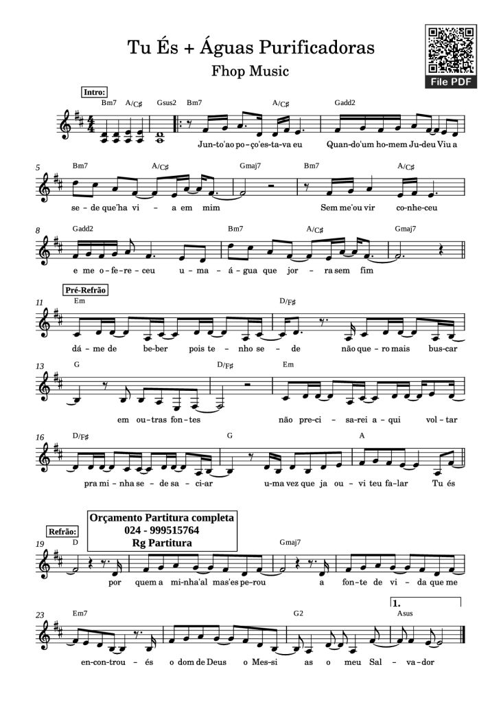 Page 1 of the piano sheet music PDF Piano – Tu És + Águas Purificadoras Fhop Music Piano by Undefined