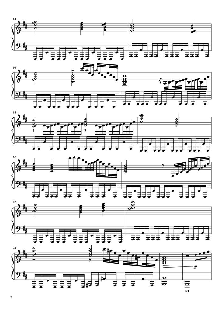 Page 2 of the piano sheet music PDF Piano – Ascension to Heaven Piano by Yusuke Ishiwata