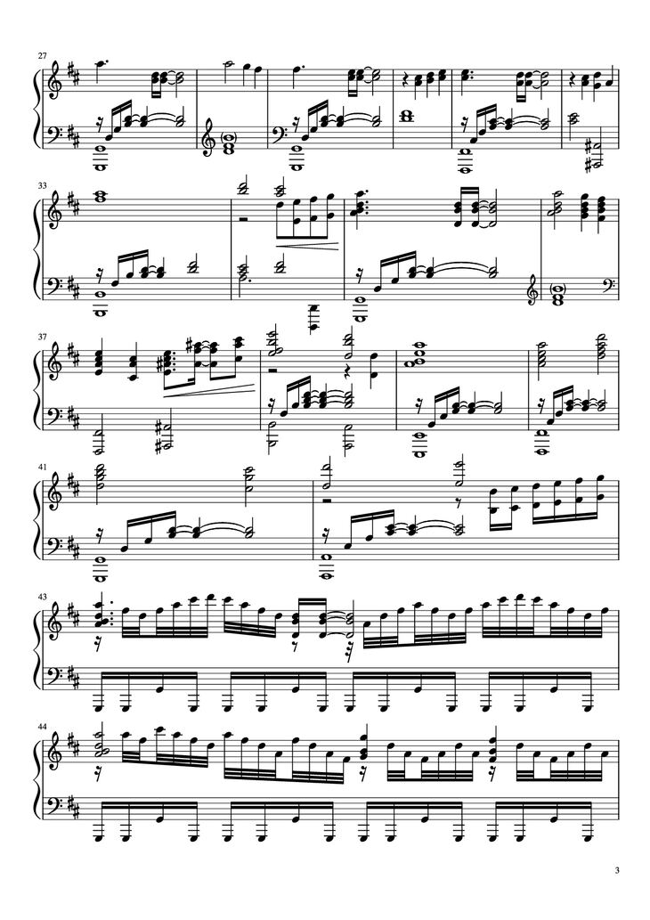 Page 3 of the piano sheet music PDF Piano – Ascension to Heaven Piano by Yusuke Ishiwata