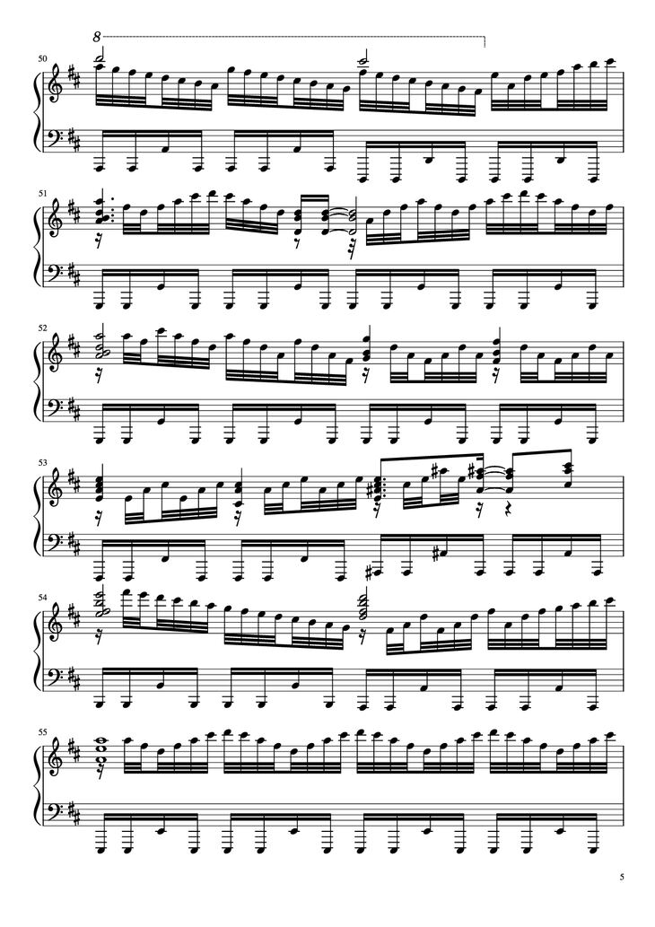 Page 5 of the piano sheet music PDF Piano – Ascension to Heaven Piano by Yusuke Ishiwata