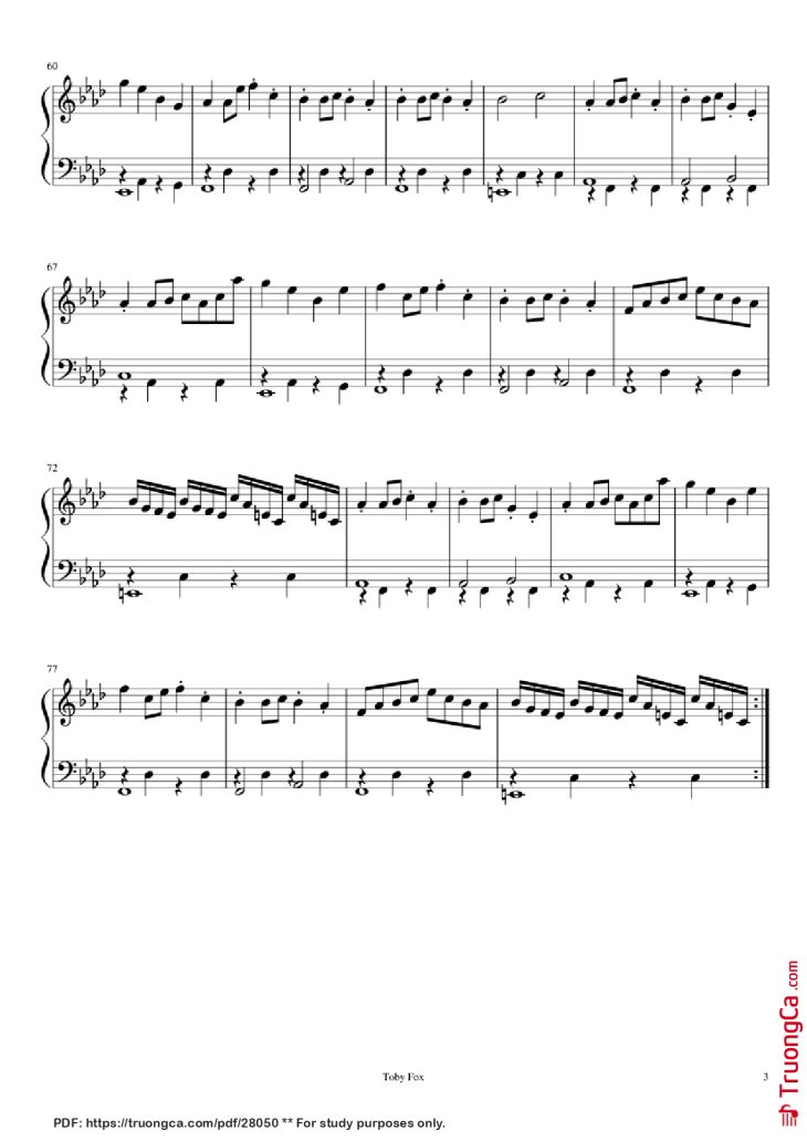 Page 3 of the piano sheet music PDF Piano – Finale Piano by Composed by Toby Fox Arranged by ThePopStarDude
