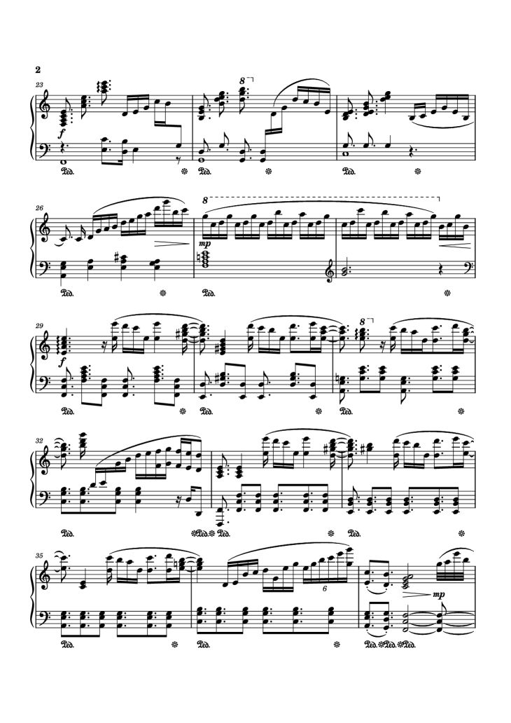 Page 2 of the piano sheet music PDF Piano – Nanami