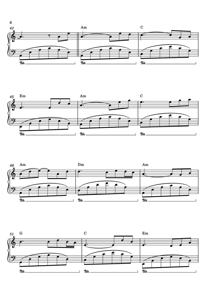 Page 4 of the piano sheet music PDF Piano – Thành Phố Buồn Piano Easy by Lam Phương