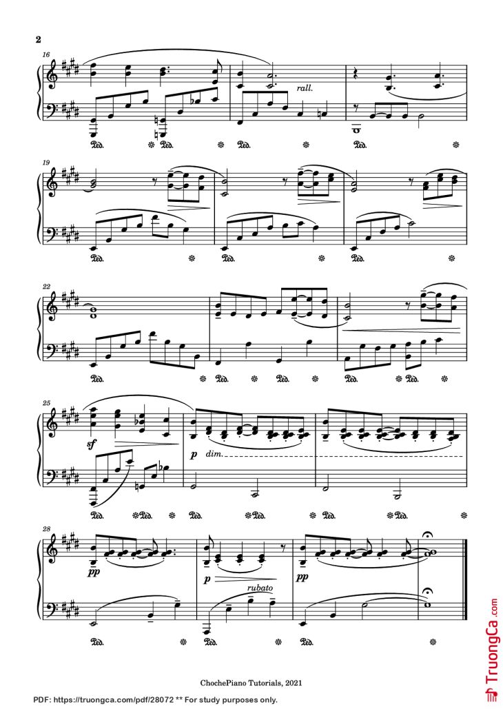 Page 2 of the piano sheet music PDF Piano – Piano Solo - Love Affair by Ennio Morricone