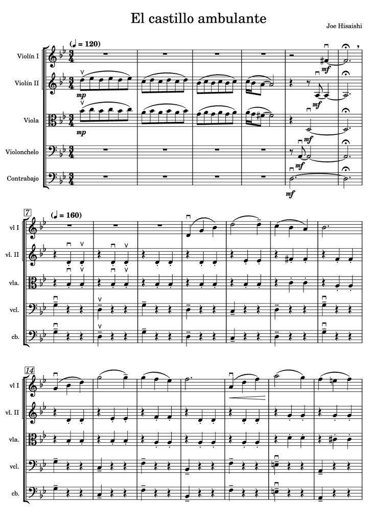 Page 1 of the piano sheet music PDF – El castillo ambulante Violin by Joe Hisaishi