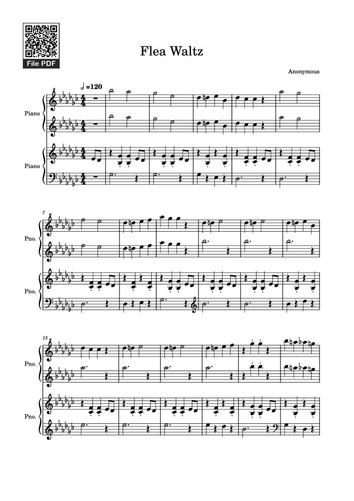 Page 1 of the piano sheet music PDF Piano – Flea Waltz Piano by Anonymous