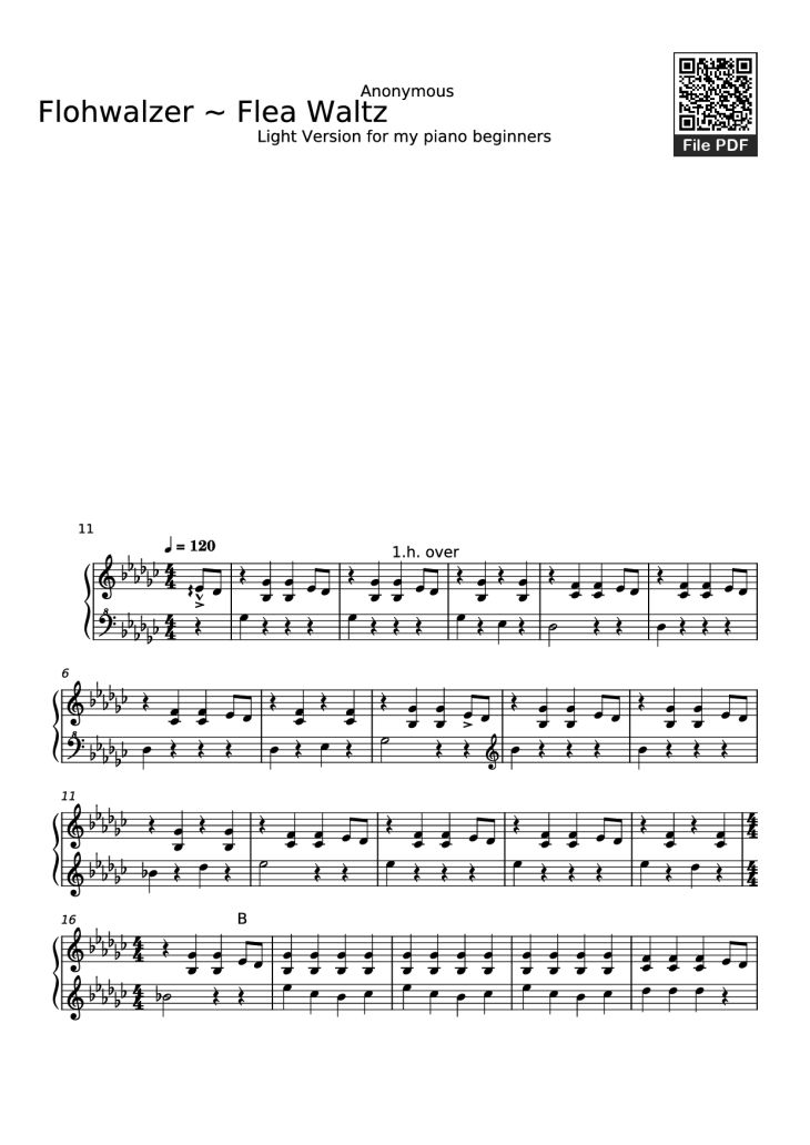 Page 1 of the piano sheet music PDF Piano – Flohwalzer ~ Flea Waltz Piano by Anonymous