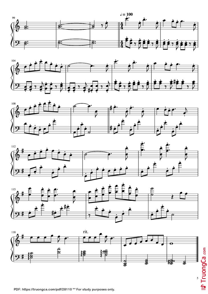 Page 5 of the piano sheet music PDF – 看得见海的街道 Piano by 作曲：久石让