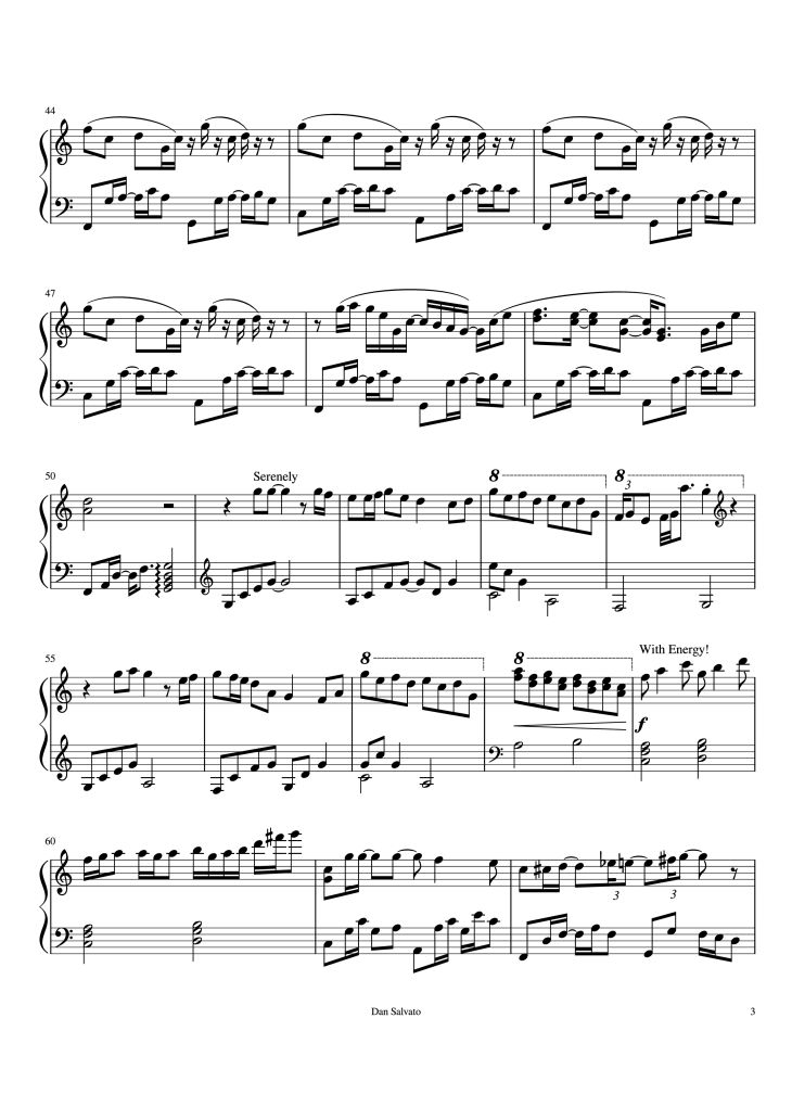 Page 3 of the piano sheet music PDF Piano – Your Reality Piano by Arranged by Maelstrom Transcribed by Runeon