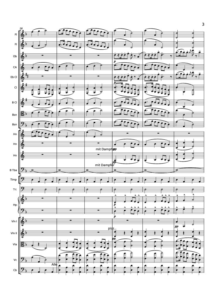 Page 3 of the piano sheet music PDF – Symphony No. 1 - 3rd movement, extract by Gustav Mahler