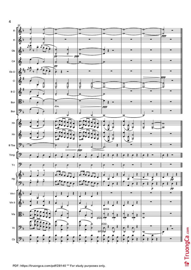 Page 4 of the piano sheet music PDF – Symphony No. 1 - 3rd movement, extract by Gustav Mahler