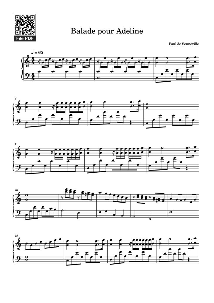 Page 1 of the piano sheet music PDF Piano – Balade pour Adeline Piano by Paul de Senneville