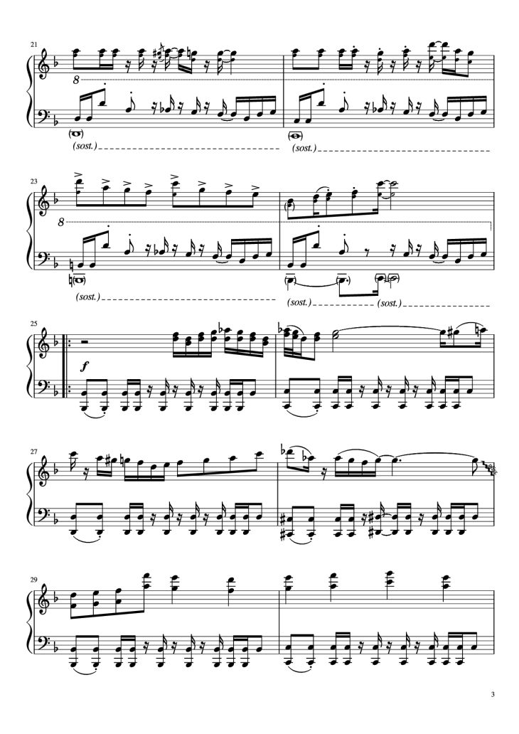 Page 3 of the piano sheet music PDF Piano – Undertale - Megalovania Piano by Composed by Toby Fox