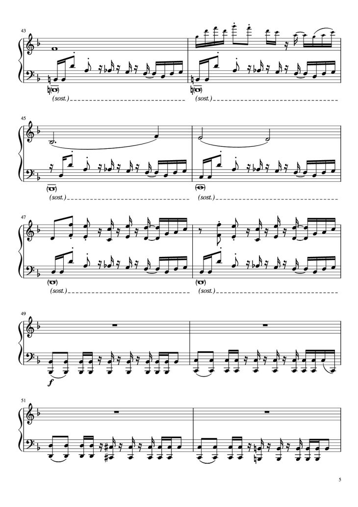 Page 5 of the piano sheet music PDF Piano – Undertale - Megalovania Piano by Composed by Toby Fox