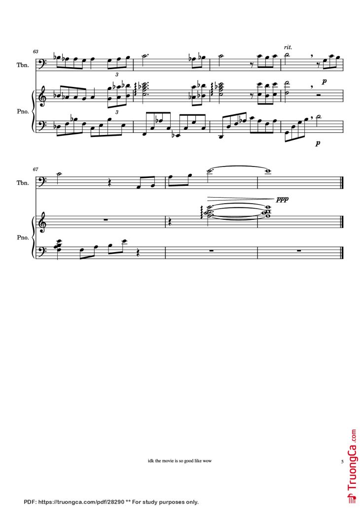 Page 5 of the piano sheet music PDF Piano – One Summer