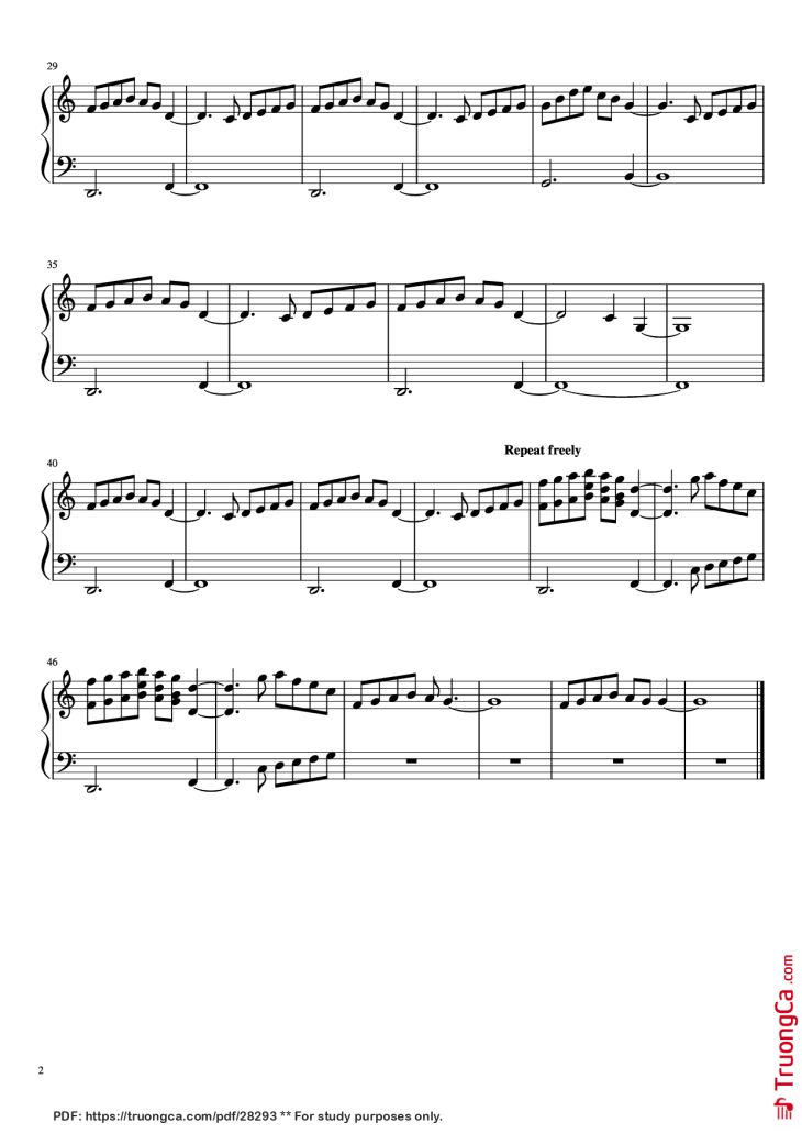 Page 2 of the piano sheet music PDF Piano – Danny Piano by Composed by C418