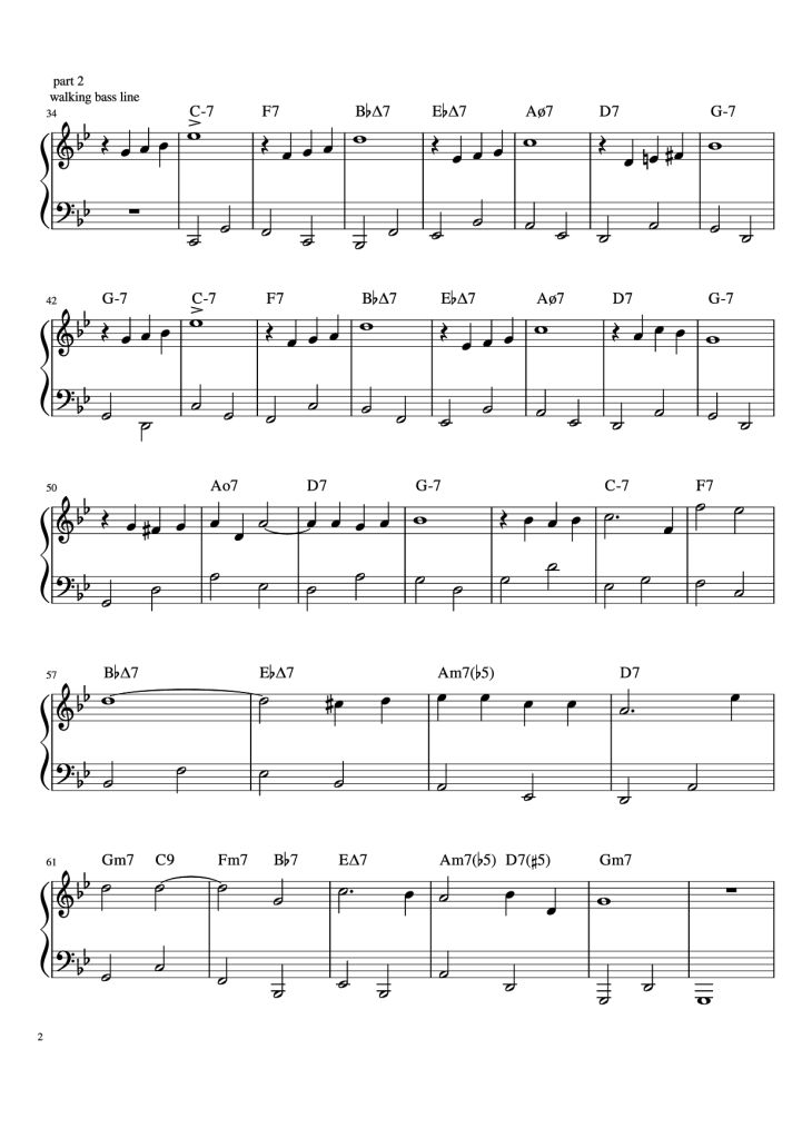 Page 2 of the piano sheet music PDF Piano – Autumn Leaves Piano Easy by Joseph Kosma