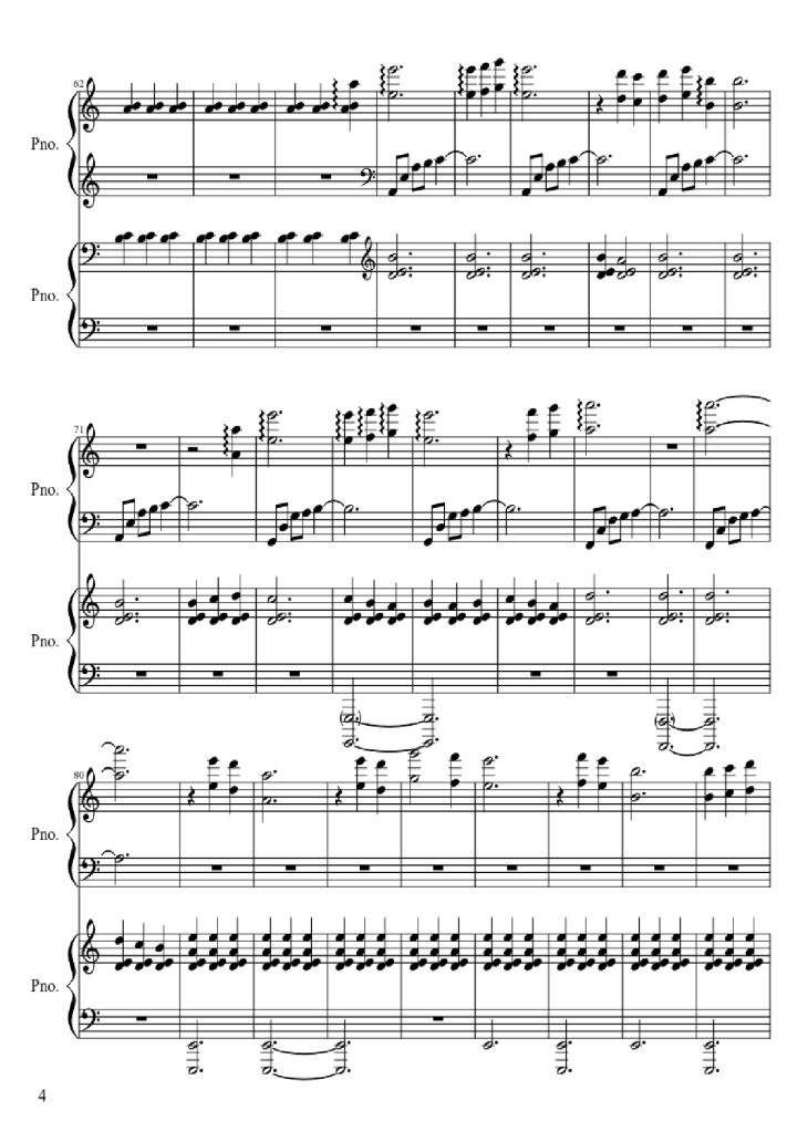 Page 4 of the piano sheet music PDF Piano – Gwyn, Lord of Cinder Piano by Composed by Motoi Sakuraba