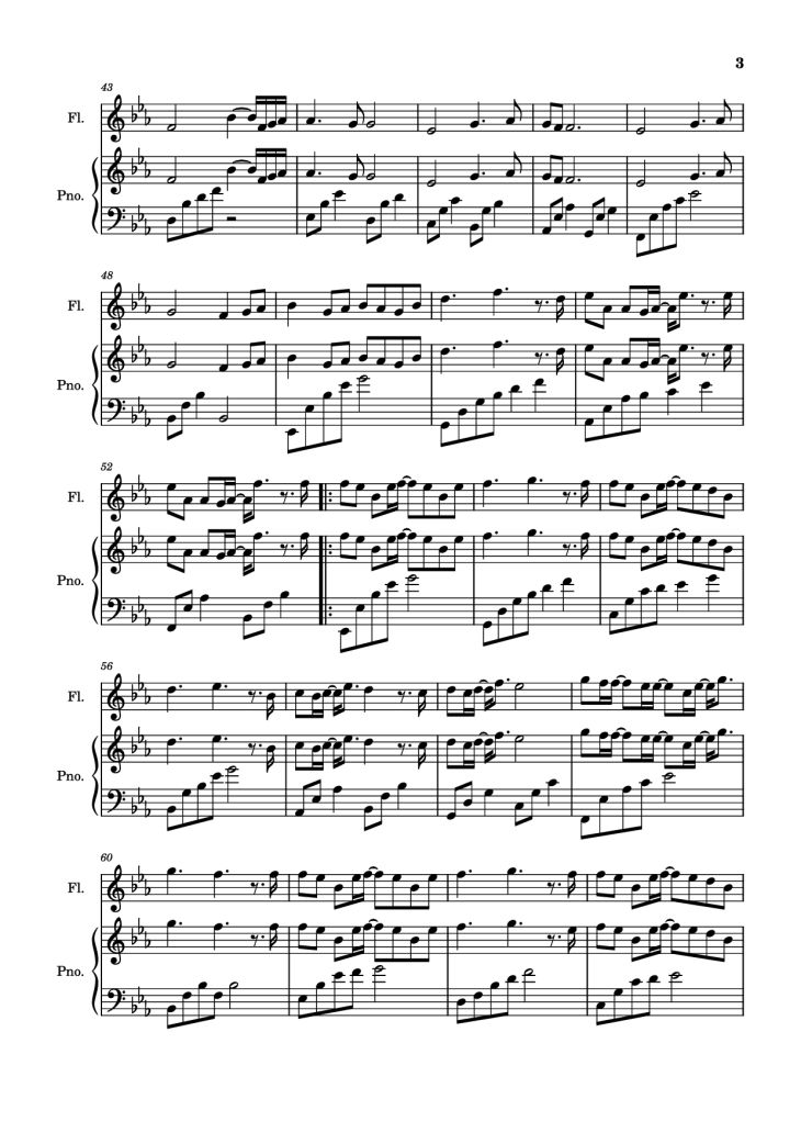 Page 3 of the piano sheet music PDF Piano – 离开你以后 Piano-Flute by Eric 周兴哲