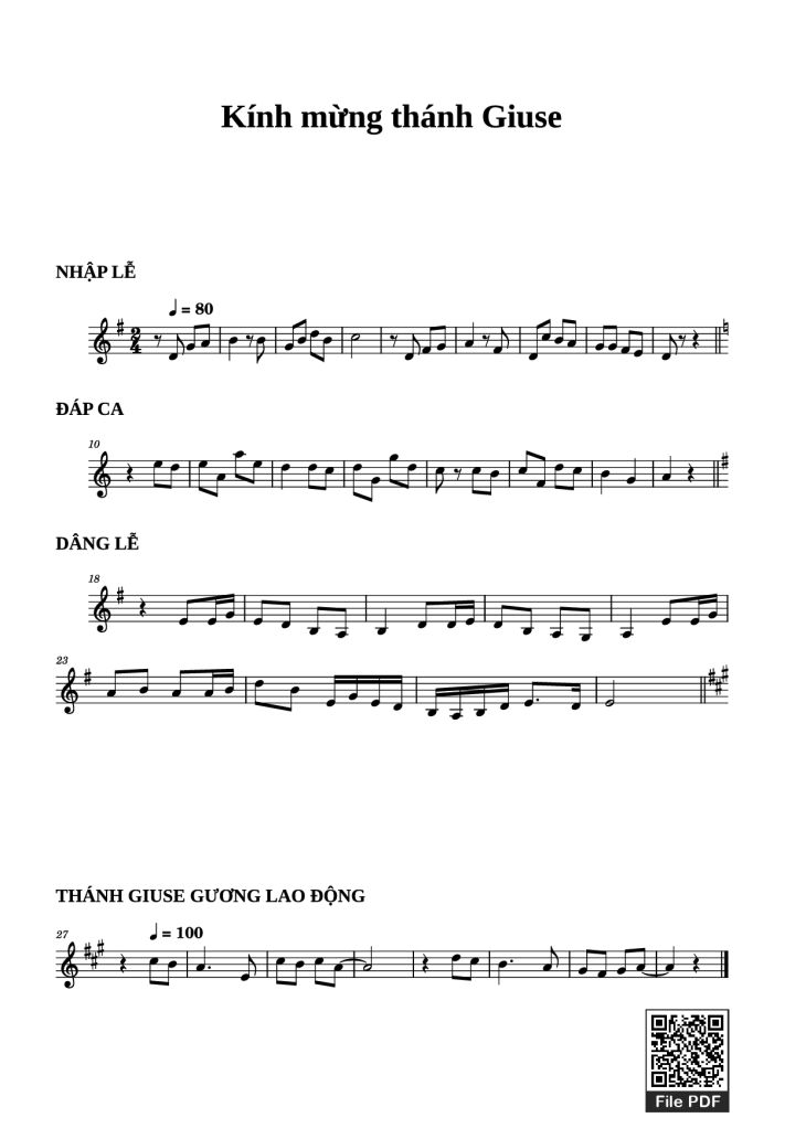 Page 1 of the piano sheet music PDF Piano – Kính mừng thánh Giuse (intro nhập lễ, đáp ca, dâng lễ) by Composer