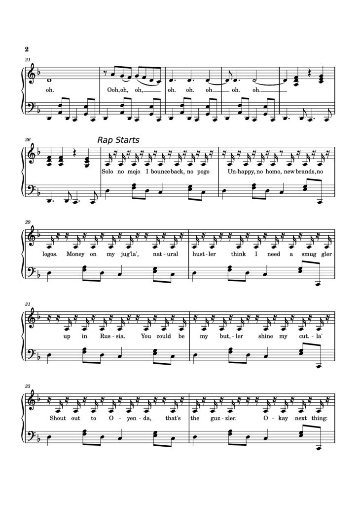 Page 2 of the piano sheet music PDF – Anxiety Piano by Doechii