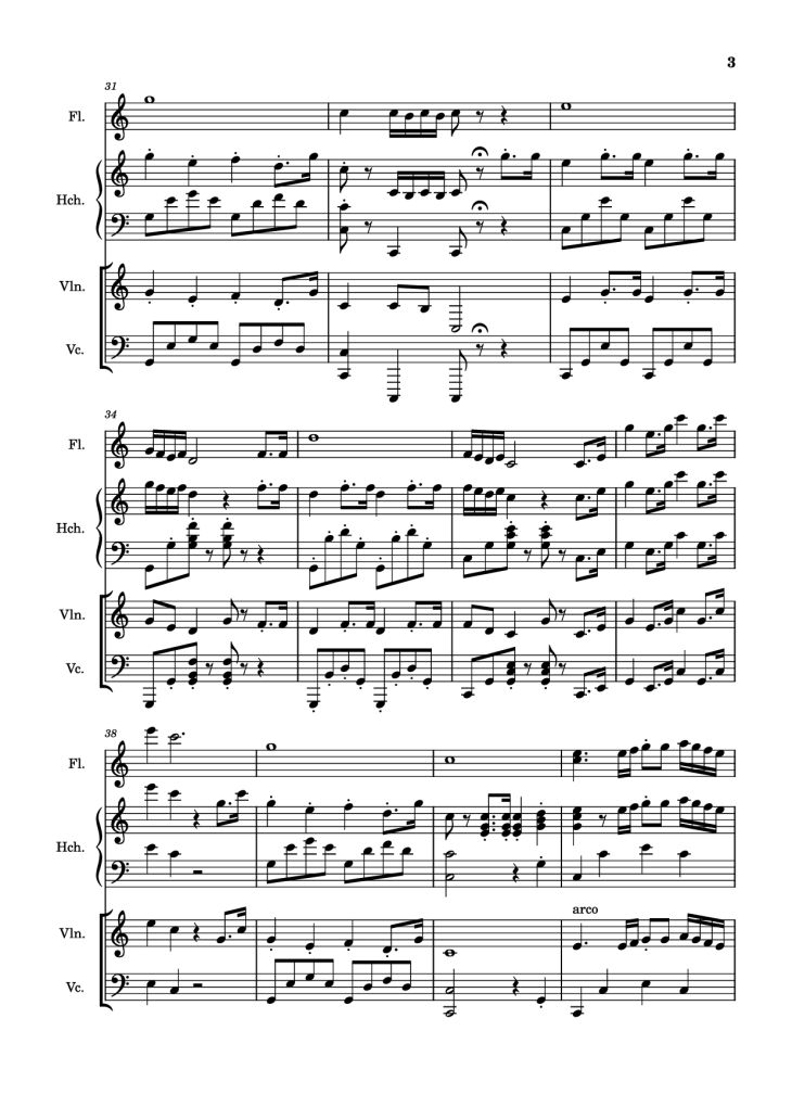 Page 3 of the piano sheet music PDF – March Violin by Mozart