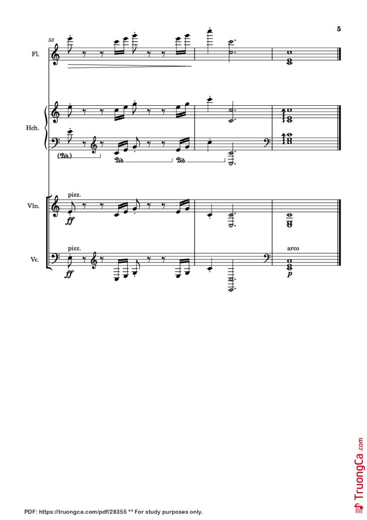 Page 5 of the piano sheet music PDF – March Violin by Mozart