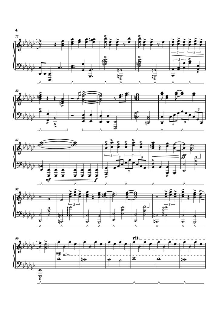 Page 4 of the piano sheet music PDF Piano – Black Sorrow Piano by STUDIO LICO, 최용수