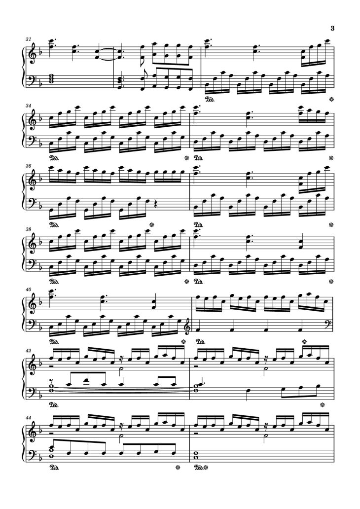 Page 3 of the piano sheet music PDF – mumei Piano by Nanashi Mumei