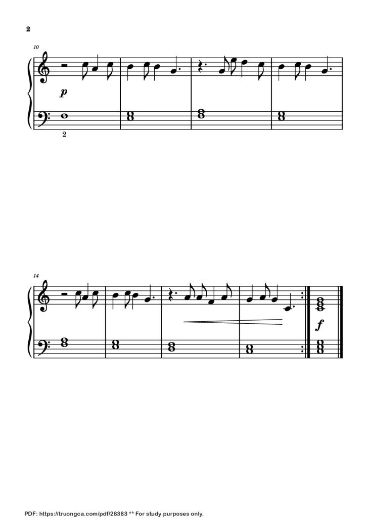Page 2 of the piano sheet music PDF Piano – Green Hill Zone from Sonic the Hedgehog Piano by MASATO NAKAMURA