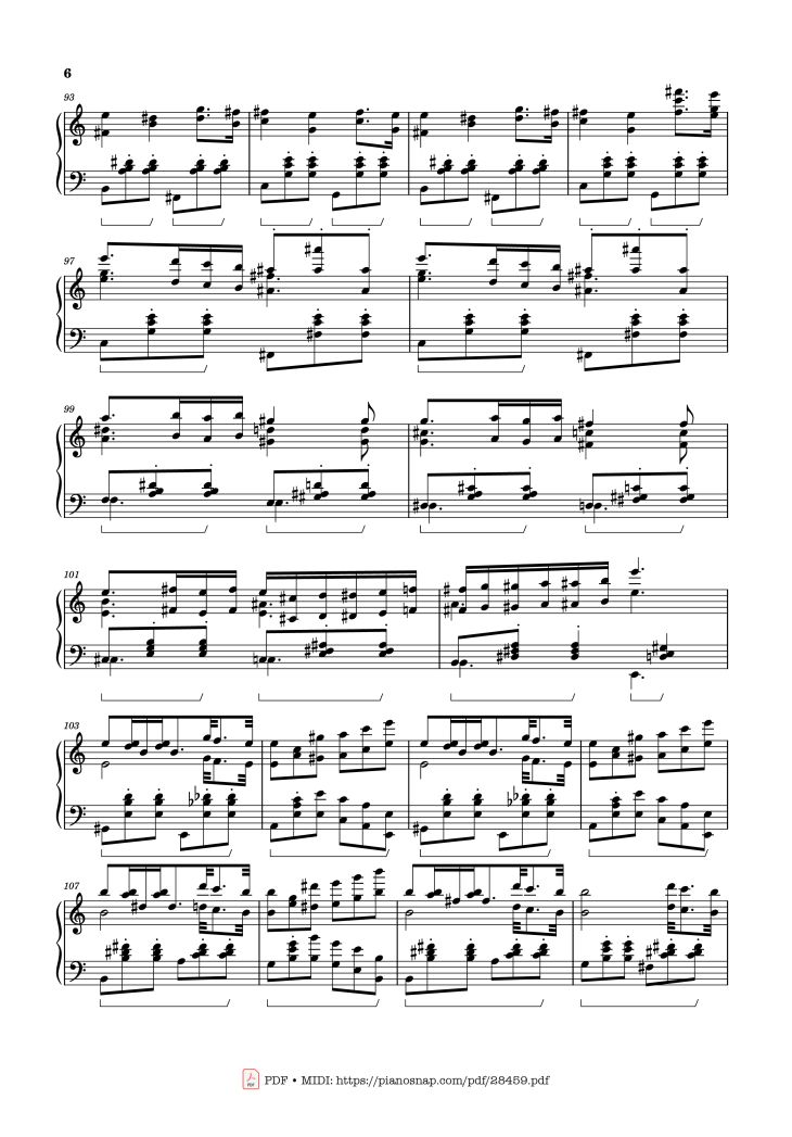 Page 6 of the piano sheet music PDF – Waltz from Masquerade Piano by Khachaturian Trio