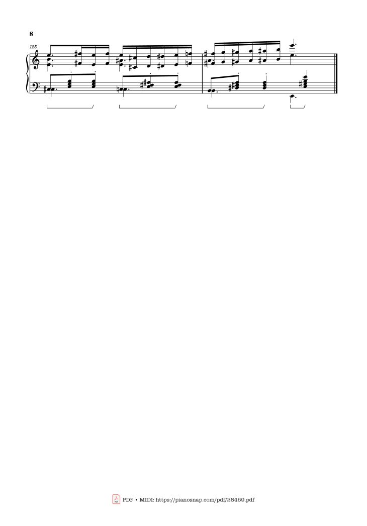 Page 8 of the piano sheet music PDF – Waltz from Masquerade Piano by Khachaturian Trio