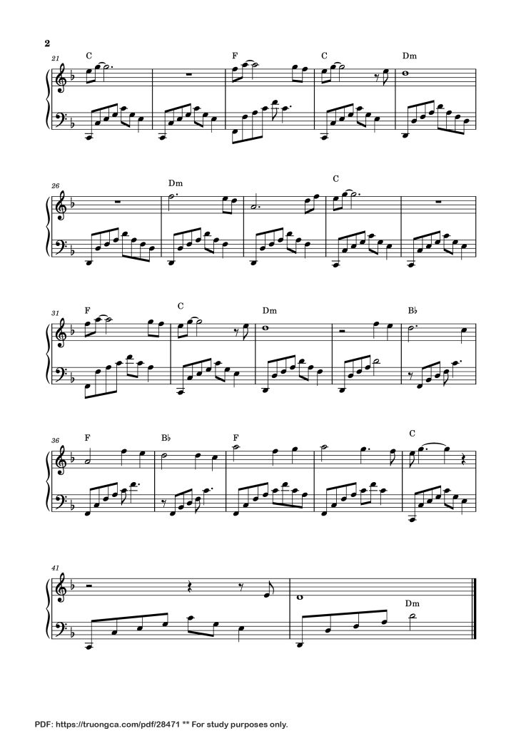 Page 2 of the piano sheet music PDF Piano – The Last of Mohicans Piano by Undefined