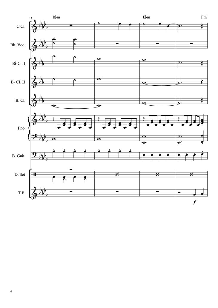 Page 4 of the piano sheet music PDF Piano – THE JONNY PARKER THEME Piano by The Two Best Beatles