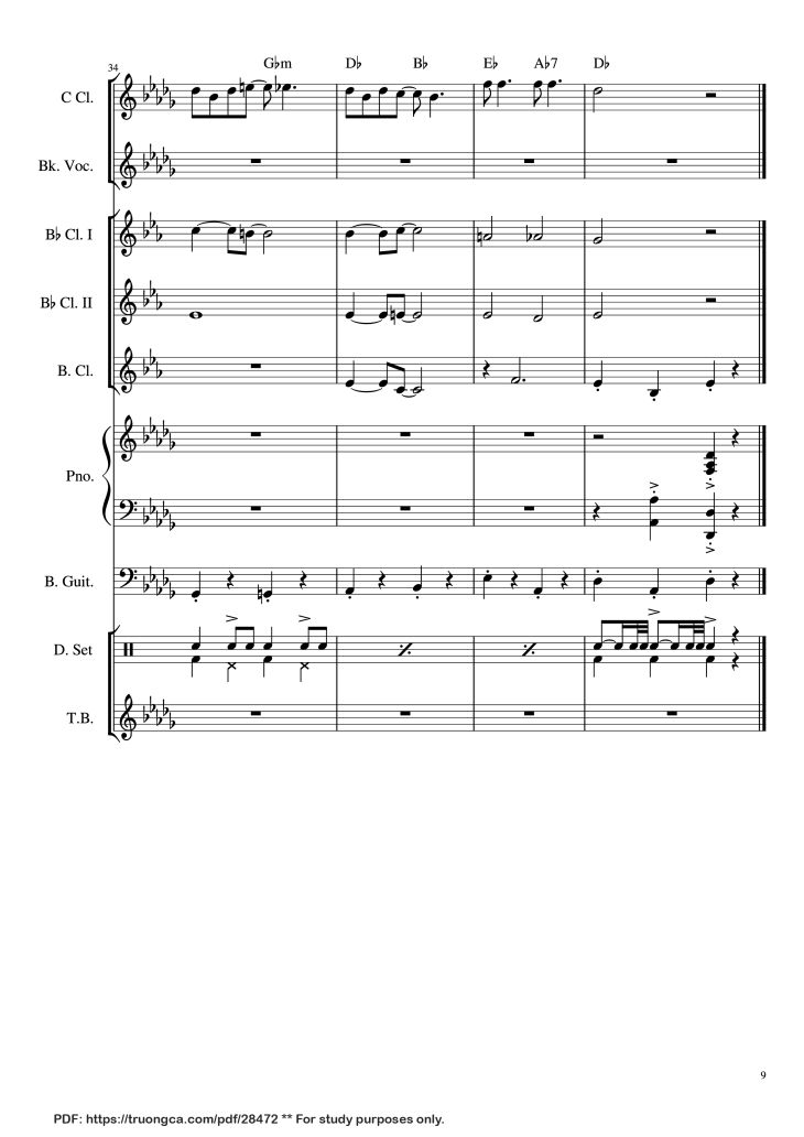 Page 9 of the piano sheet music PDF Piano – THE JONNY PARKER THEME Piano by The Two Best Beatles