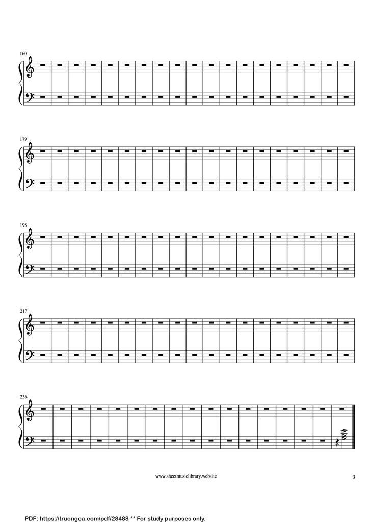 Page 3 of the piano sheet music PDF Piano – Waltz (from Masquerade Suite) Piano by Aram Khachaturian