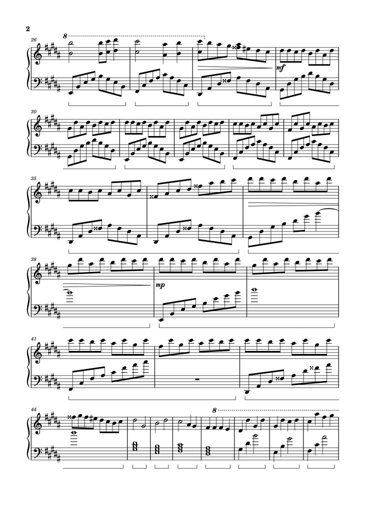 Page 2 of the piano sheet music PDF Piano – VIRGO The Perfectionist Piano by Arr.: Dave