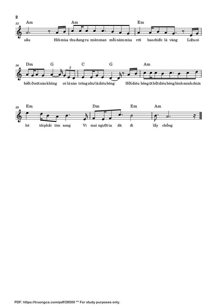Page 2 of the piano sheet music PDF – Ngày mai người ta lấy chồng by Thành Đạt