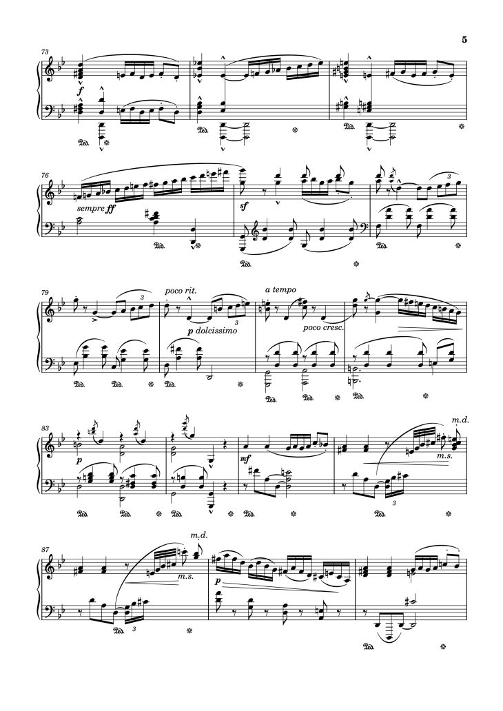 Page 5 of the piano sheet music PDF Piano – Arabesque No. 1 in G Minor Piano by Cécile Chaminade