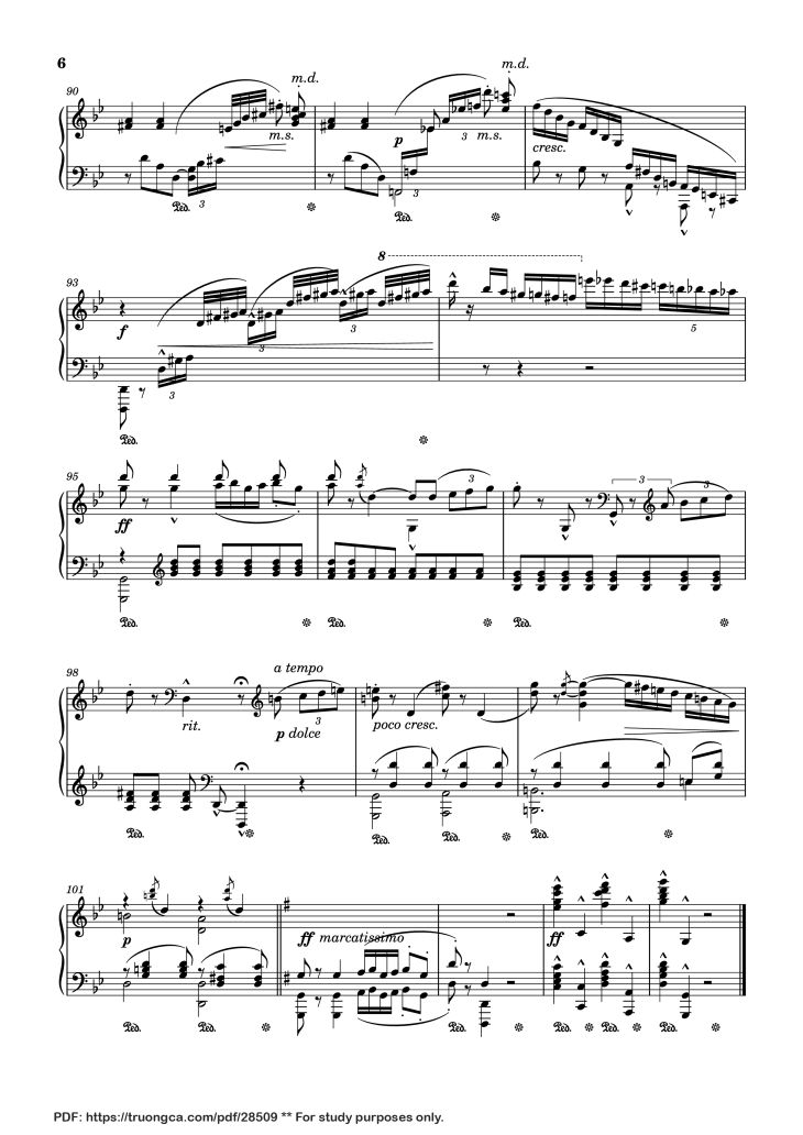 Page 6 of the piano sheet music PDF Piano – Arabesque No. 1 in G Minor Piano by Cécile Chaminade