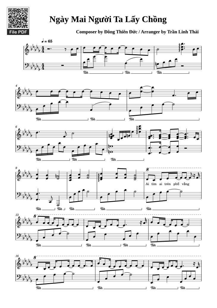Page 1 of the piano sheet music PDF – Ngày Mai Người Ta Lấy Chồng Piano by Đông Thiên Đức