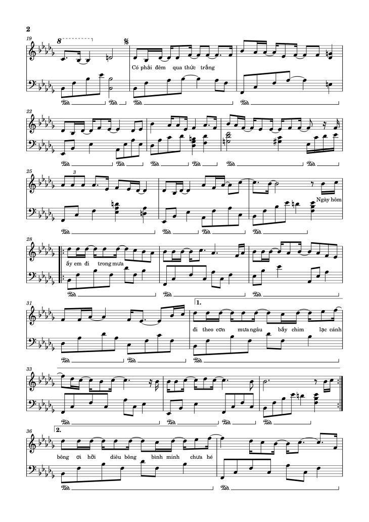 Page 2 of the piano sheet music PDF – Ngày Mai Người Ta Lấy Chồng Piano by Đông Thiên Đức