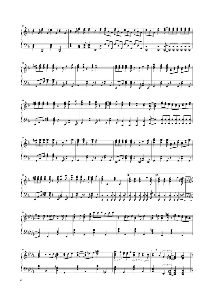 Page 2 of the piano sheet music PDF – Yume wo Kanaete - Doraemon OP Piano by 김태명