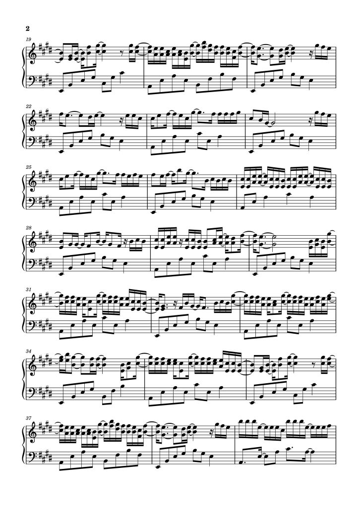 Page 2 of the piano sheet music PDF Piano – 卧室巨星 Teens In Times Piano by 时代少年团