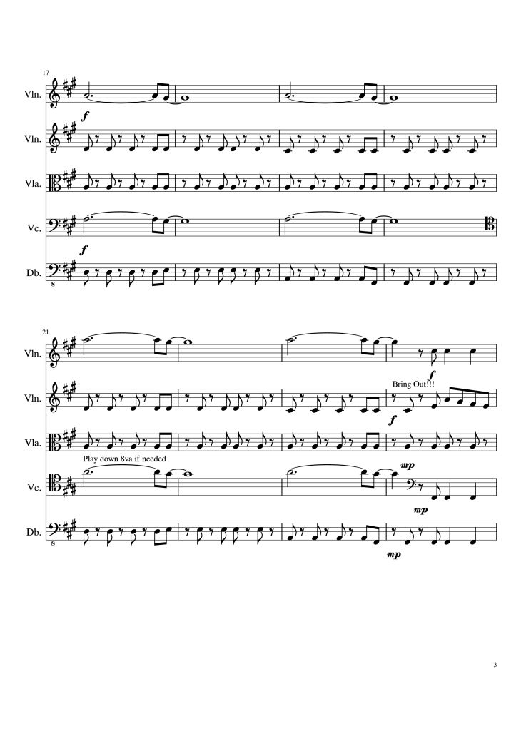 Page 3 of the piano sheet music PDF – Viva la Vida Violin by Oreboy