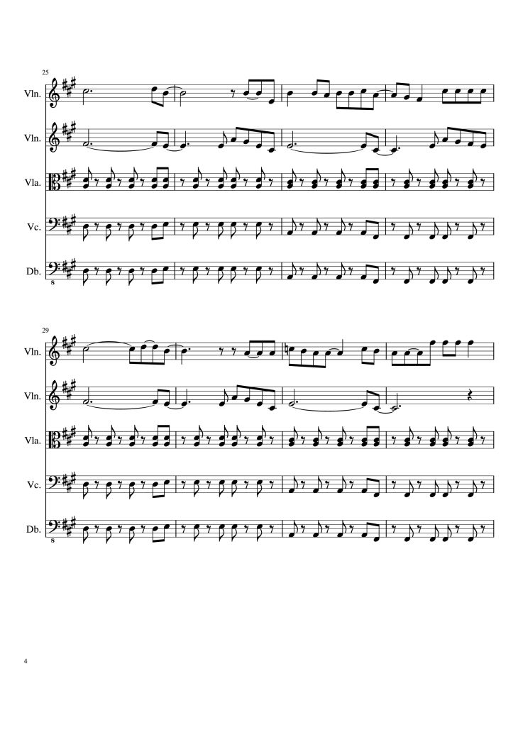 Page 4 of the piano sheet music PDF – Viva la Vida Violin by Oreboy