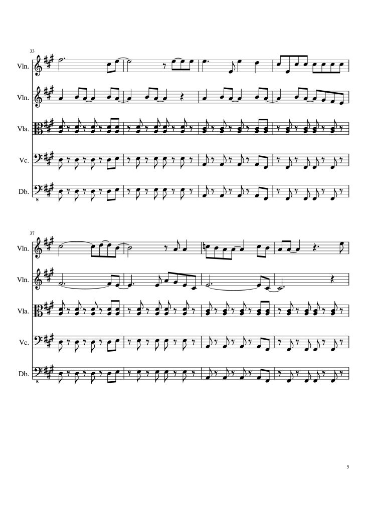 Page 5 of the piano sheet music PDF – Viva la Vida Violin by Oreboy